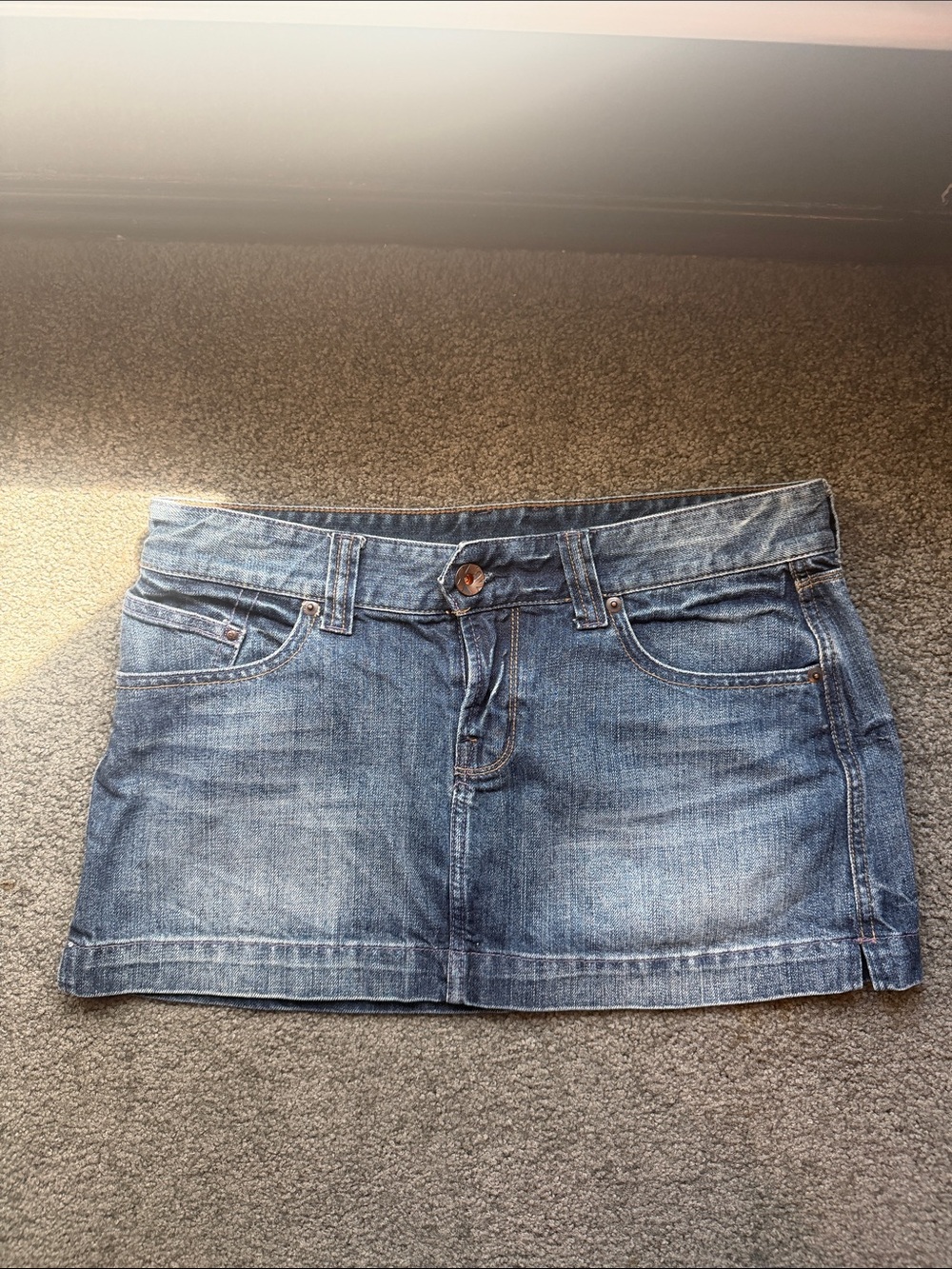 X2 Washed Blue Denim Mini Skirt